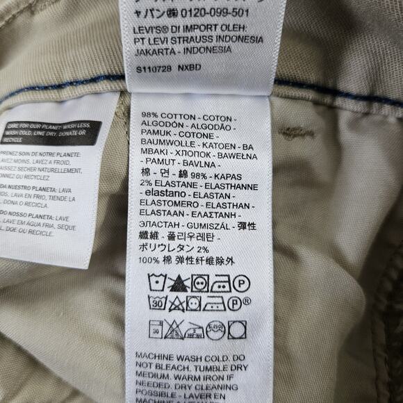 Levis XX Chino Pants Mens 29x30 Standard Tapered Fit Cotton Tan Khaki Flat Front - Picture 4 of 11